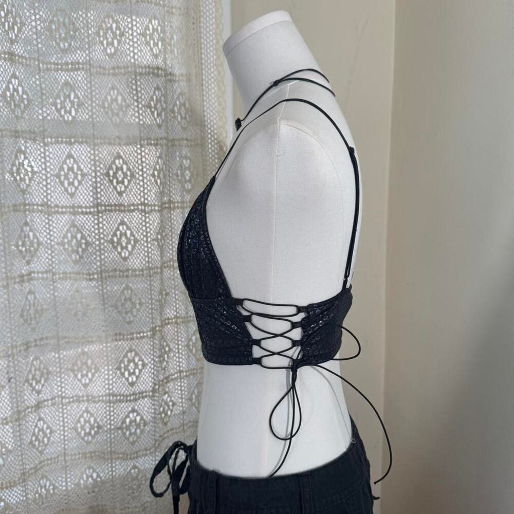 Black lace up corset top